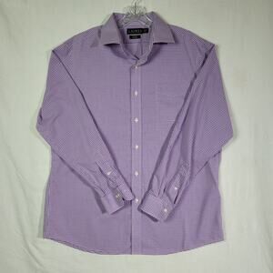 Lauren Ralph Lauren Shirt Men Size 17.5 36x37 Long Sleeve Purple Button